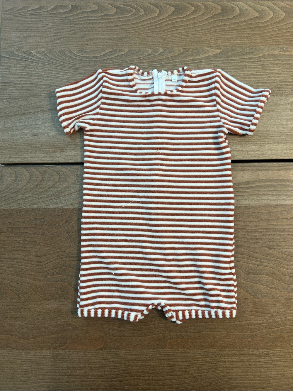 Striped Short Sleeve  Terry Rashgaurd — Rust & White
